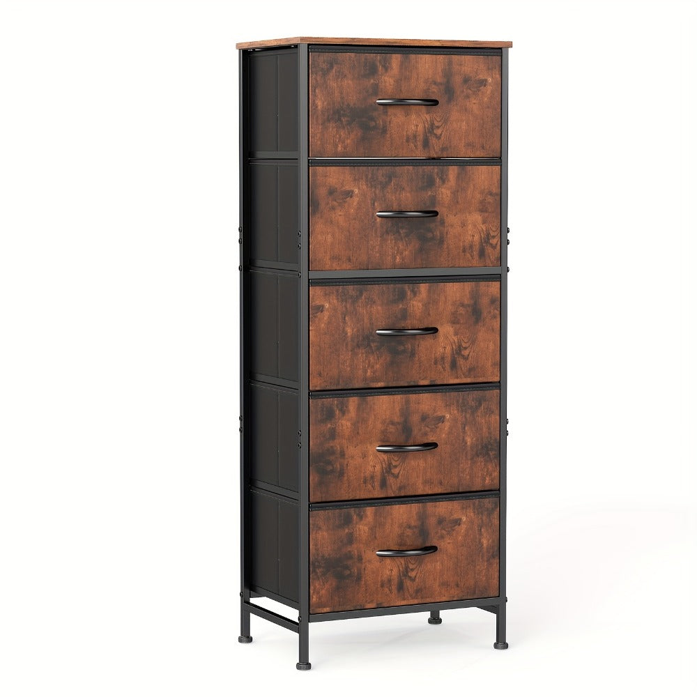 6 Drawer Fabric Dresser with Steel Frame Wooden Top – Storage Chest Organizer for Bedroom Closet Hallway Living Room