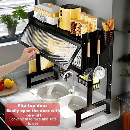 Dish Drying Rack Multi-Layer Kitchen Countertop Organizer – Dust-Free Drainer for Plates Bowls Utensils
