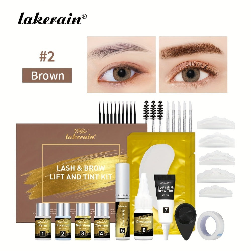Lash Lift Kit & Brow Lamination Tint Set, 2-in-1 Eyelash Perm & Eyebrow Lamination with Black Brown Tint Dye