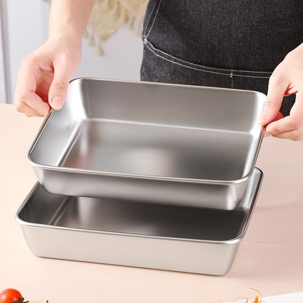 Breading Pan Set 3pcs, Stainless Steel Crumb Tray for Chicken Breading, Fish Coating and Meat Marinating, Oven Safe Food Prep Tray