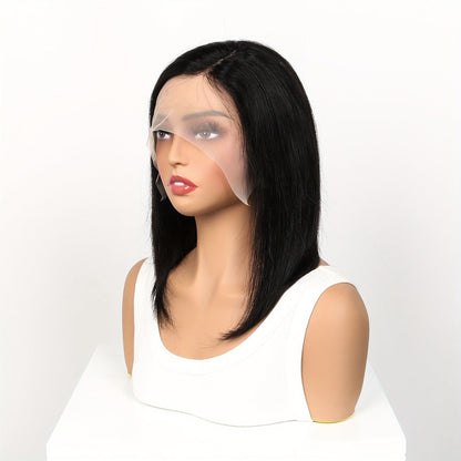Lace Front Bob Wig Human Hair T Part 13x4 Pre-Plucked 180% Density Straight Side Part Natural, for Home, Travel and Salon Hair Styling