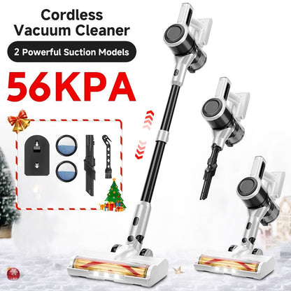 Cordless Stick Vacuum Cleaner 56-68Kpa, 8-in-1 Handheld Vacuum with Rechargeable Battery, 45 Min Runtime for Hard Floors