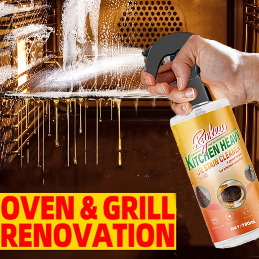 Kitchen Degreaser Spray 100ml (3.38oz), Oven Cleaner & Grease Remover, Fume-Free Formula for Stubborn Grease on Ovens
