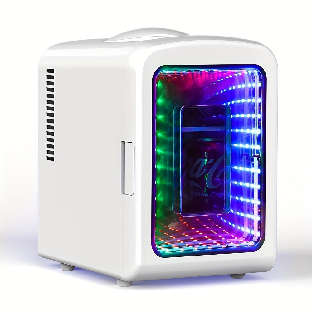 Skincare Mini Fridge 4 Liter - Beauty Refrigerator with Mirrored Door & LED Light, Portable Cosmetic Cooler for Skincare