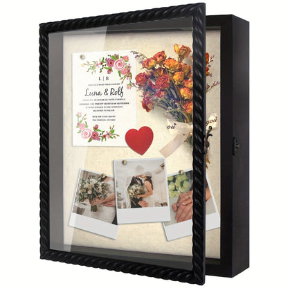 Shadow Box Frame with Linen Back, Large Rustic Memory Display Case 11x14 & 12x16 Inch for Photos