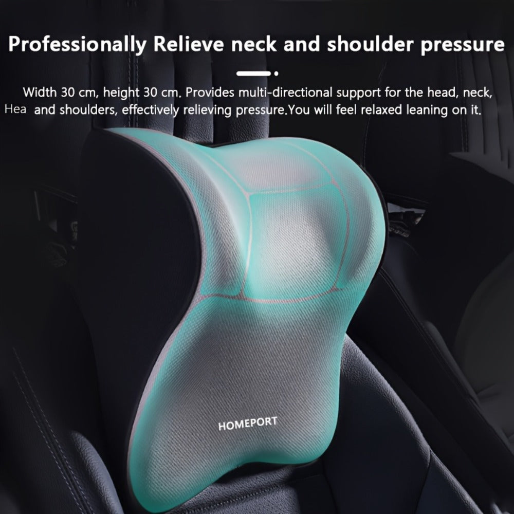 Car Headrest Neck Pillow 100% Memory Foam Ergonomic Support – Breathable Removable Washable Cover Adjustable Buckle for Driver Passenger