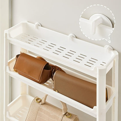 Behind Door Storage Rack, Multi-Layer Slim Organizer for Bathroom & Kitchen, Space Saving Over Door Shelf