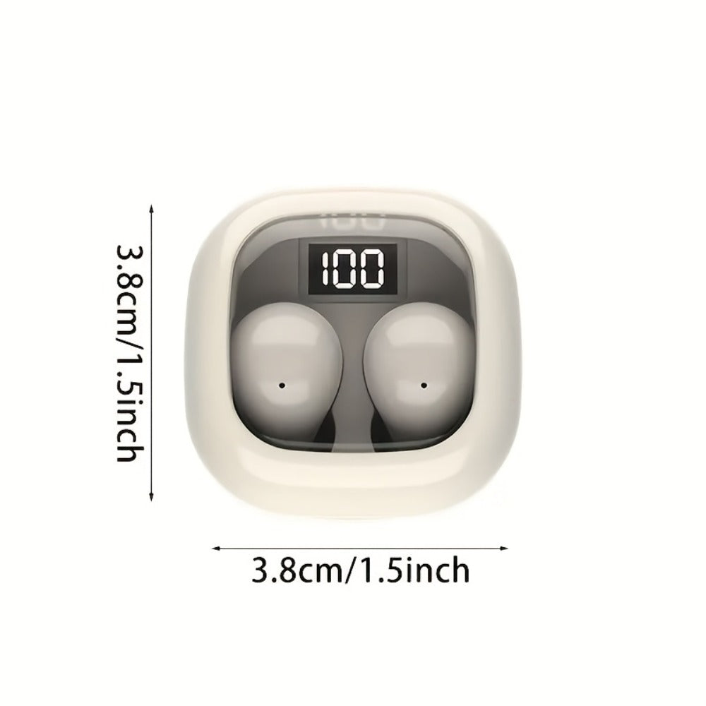 Wireless Earbuds MSHUKCOE Ultra-Thin Sleep and Game Modes with Compact Case in Khaki or White