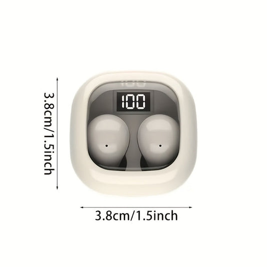 Wireless Earbuds MSHUKCOE Ultra-Thin Sleep and Game Modes with Compact Case in Khaki or White