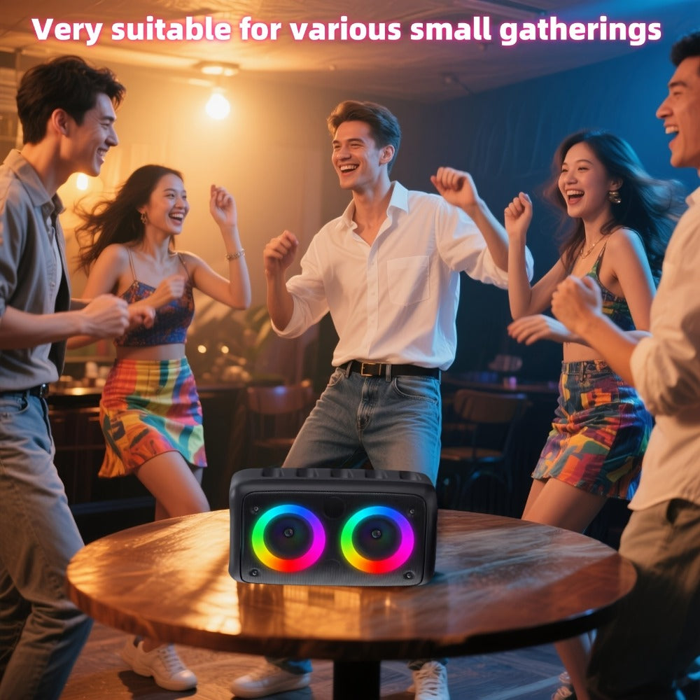 HY-3317 Party Speaker with Disco Lights & Microphone, Large Portable Subwoofer Outdoor Wireless Speaker