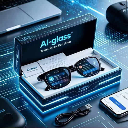 AI Translation Glasses with Real-Time Interpreter & Meeting Notes Summary, High-Speed WiFi, Smart Earphones