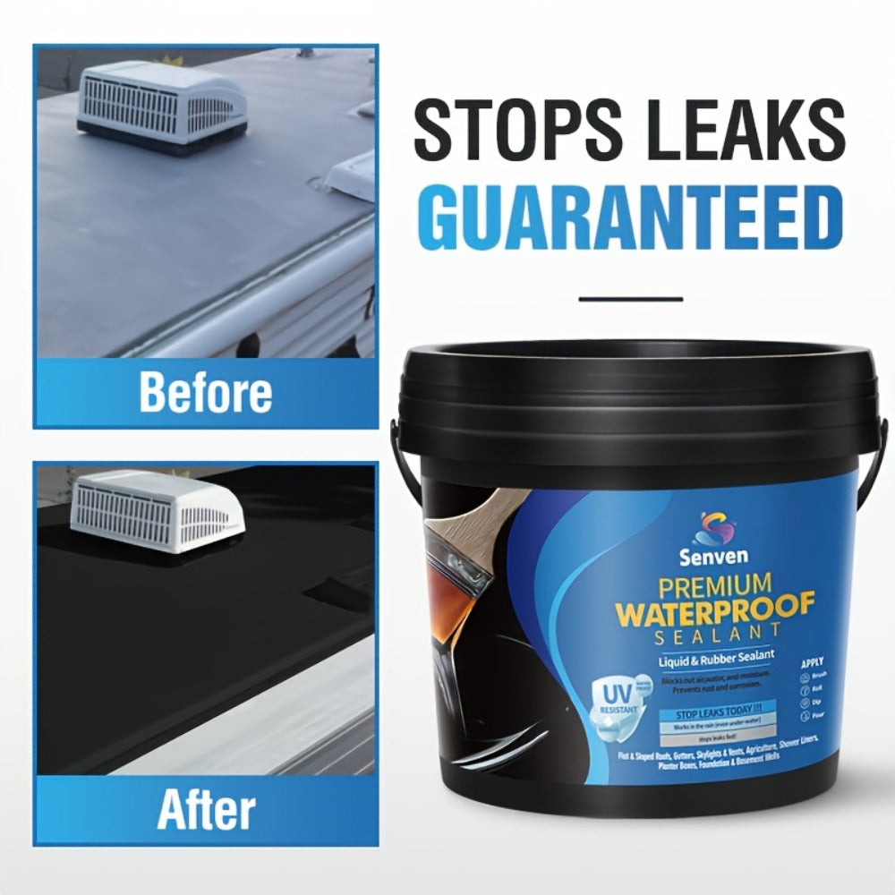Liquid Rubber Waterproof Sealant 32oz – UV-Resistant Elastic Coating for Roof, RV, Boat, Concrete & Masonry, All-Weather Crack Filler