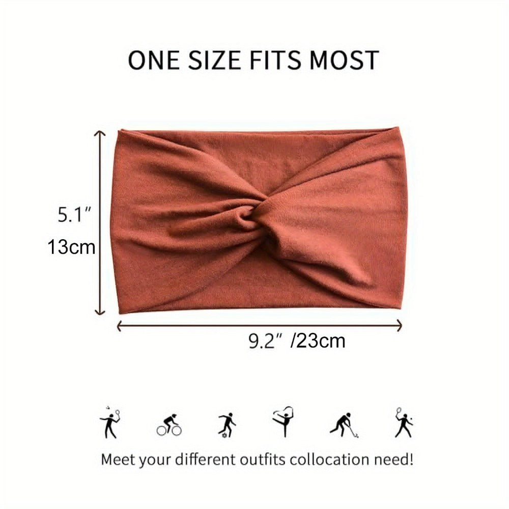 Stretchy Headbands 20 Pack for Women & Men – Soft Sweat-Wicking Non-Slip Elastic Turban Knot Hair Wraps Breathable Solid Colors for Yoga