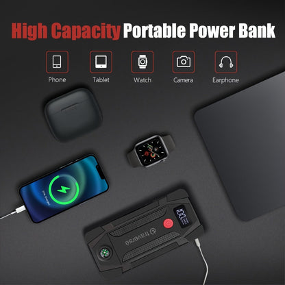 Compact Jump Starter Power Bank with Display, LED Controls, USB Outputs and Single or Two-Pack 1000A-Labeled Options