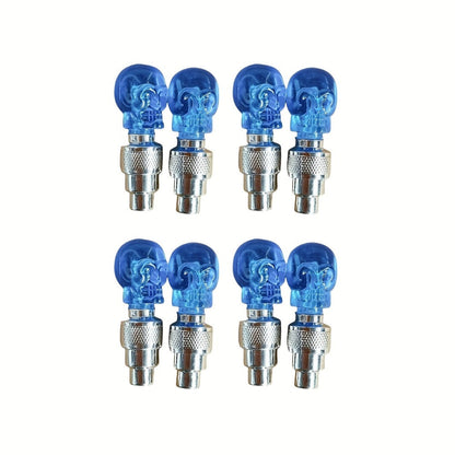 LED Tire Valve Stem Light Sets in 4-, 8- or 16-Piece Blue, Green, Red, Mixed and Skull-Top Configurations