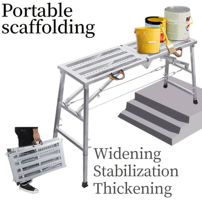 Folding Scaffold Step Stool Adjustable Height 39-79" Portable Steel Work Platform for Home Renovation Painting Car Washing RV Cleaning
