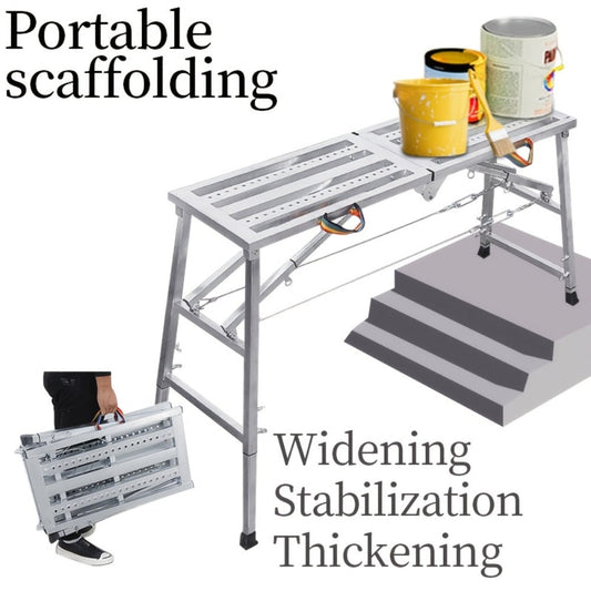 Folding Scaffold Step Stool Adjustable Height 39-79" Portable Steel Work Platform for Home Renovation Painting Car Washing RV Cleaning