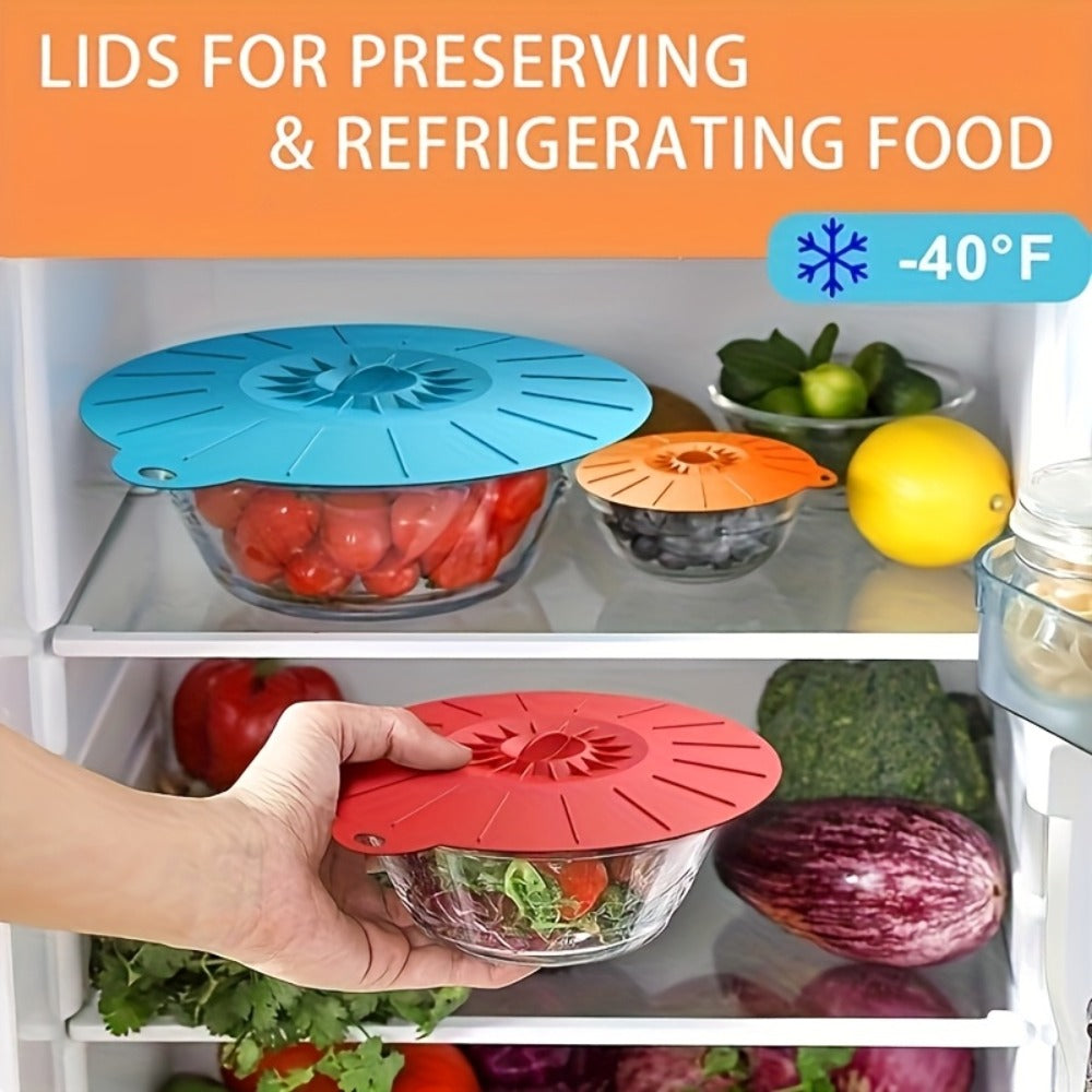 Silicone Food Lids 7 Pack 5 Sizes Reusable Stretch Lids for Bowls Cups Pots Pans – BPA Free Microwave Splatter Cover Airtight Leakproof Food