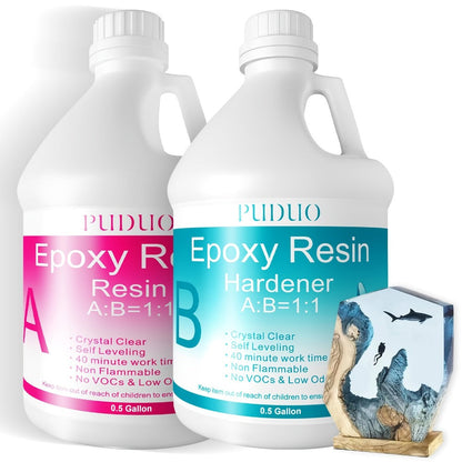 Epoxy Resin Kit Ultra Clear Bubble-Free Self-Leveling, 2-Part Casting & Coating Resin for River Tables Countertops Crafts