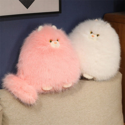 Silly Cat Plush Pillow Long Hair Stuffed Cat Hug Pillow for Sleep Comforting Plush Cat Throw for Entryways, Bedrooms and Living Spaces
