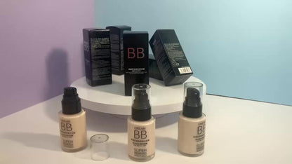 BB Cream Liquid Foundation Set 2-Piece with Makeup Sponge, for Makeup, Travel and Everyday Vanity Use
