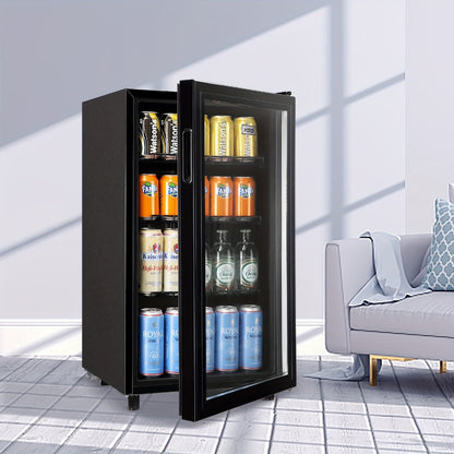 Beverage Refrigerator with Glass Door, Mini Fridge 2.0/3.5/4.0 Cu Ft, LED Lights, Adjustable Shelves