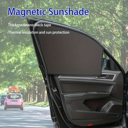 Car Sunshade Magnetic 4-Piece Set with 8 Magnets | Black Mesh UV Protection Window Blocker, Privacy Screen, Easy Install