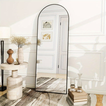 Full Length Mirror Floor Mirror with Stand, Aluminum Alloy Frame Full Body Mirror, Standing Hanging or Leaning Against Wall for Bedroom