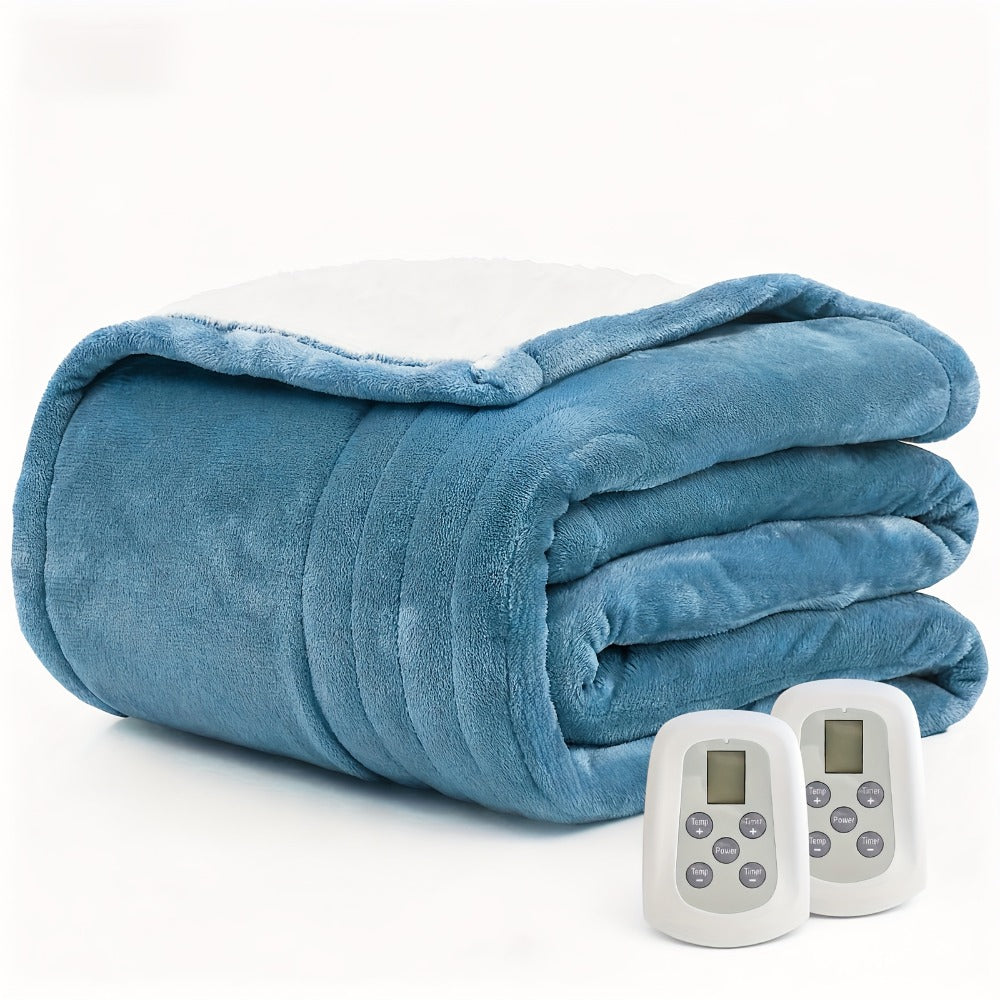 Dual Control Electric Heated Blanket with 10 Heat Levels - Auto Shutoff, Overheat Protection, Fast Heating