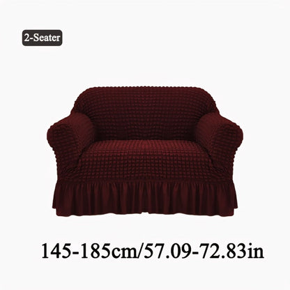 Seersucker Sofa Slipcover Elastic Band Closure Pet-Friendly All-Purpose Sofa Cover for Living Room Home Decor Protection