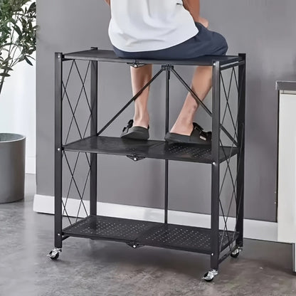 Rolling Storage Rack with Wheels, 3, 4 or 5 Tier Portable Movable Shelving Unit, No Assembly Required