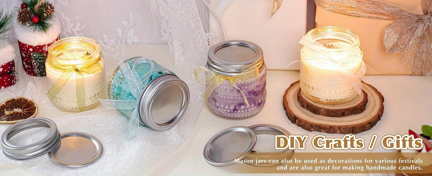 Mason Jars 8oz with Lids 12 Pack, Clear Glass Canning Jars with Silver Metal Lids, Food-Grade for Storing