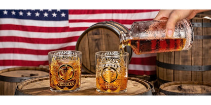 Engraved Veteran Tribute Whiskey Glass 10oz - US Navy Military Gift, Personalized Patriotic Whiskey Glasses for Dad