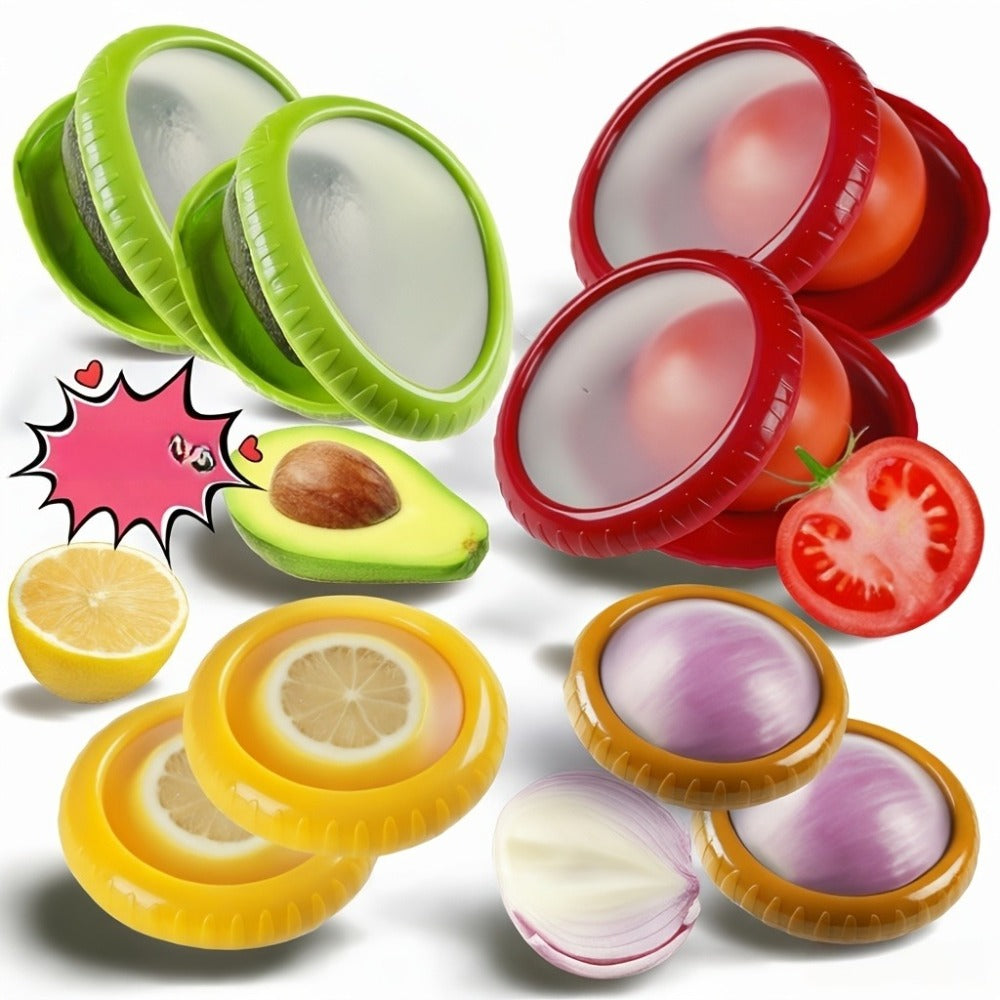 Food Storage Containers Six- or Eight-Piece Silicone Produce Saver Set for Refrigerator Organization
