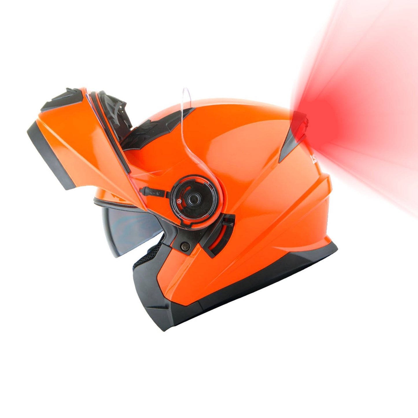Motorcycle Helmet Modular Flip-Up Design with Dual Visors, Optional Three-Mode LED Tail Light and S-XL Sizes