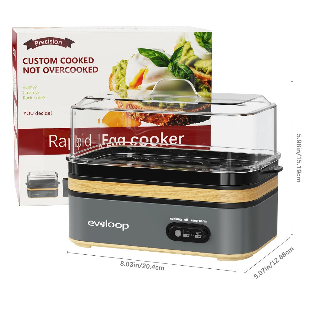 Electric Egg Cooker 6 Egg Rapid Stainless Steel 400W for Hard Boiled Poached Scrambled Eggs for Home Cooking, Dining and Outdoor Meals