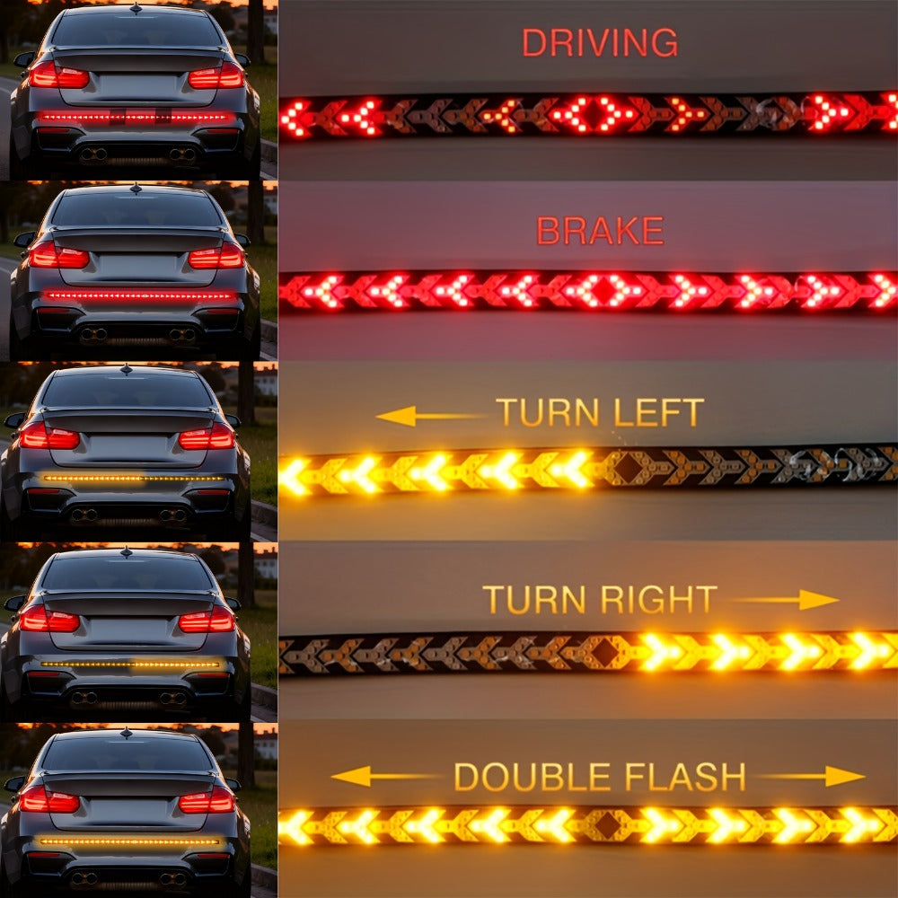 LED Tailgate Light Bar 60 Inch – Fishbone Arrowhead Strip Light for Truck, Pickup, SUV & Trailer | DC 12V 24V | No-Drill Install | Anti