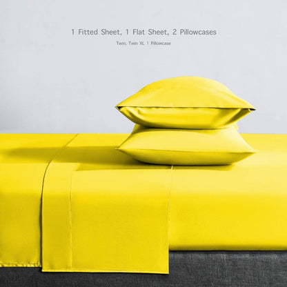 Four-Piece Twin Microfiber Sheet Set with Fitted and Flat Sheets, Two Pillowcases and Six Colors