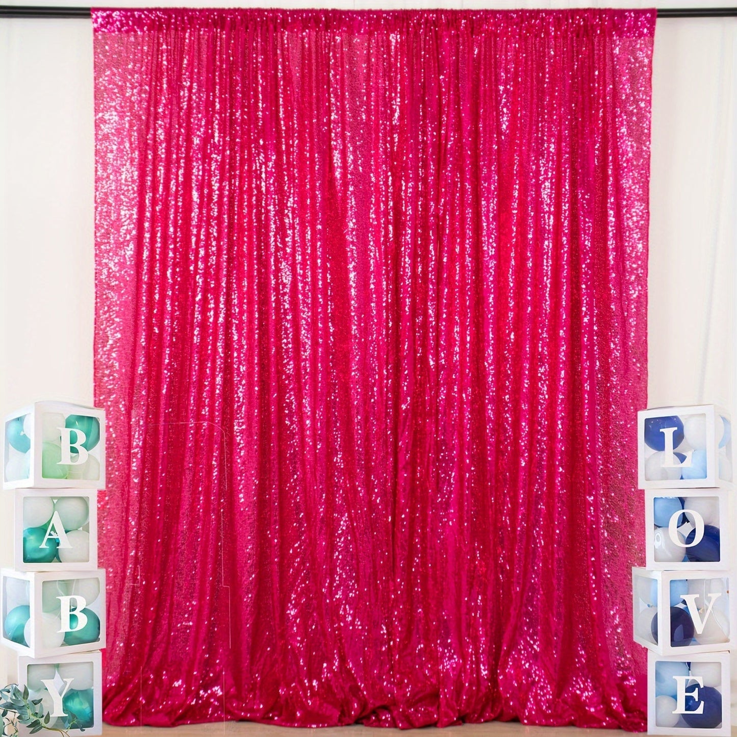 Sequin Backdrop Curtain for Party Wedding – 4x8ft Shimmering Glitter Curtain for Birthday Photo Booth Stage Decoration, Easy Hang