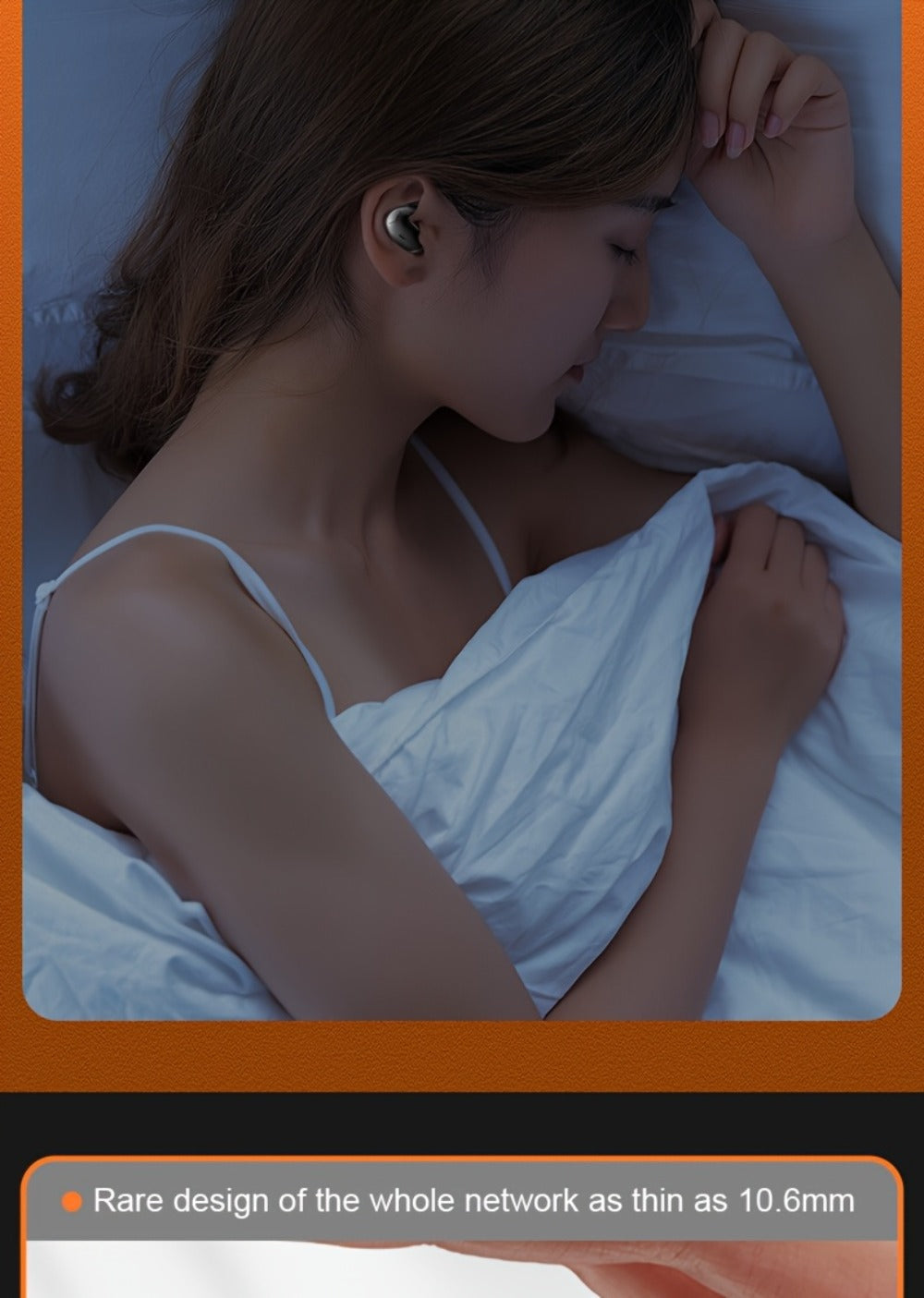 Ultra-Thin Bluetooth 5.3 Sleep Earbuds with Digital Charging Case in Black, Khaki or White