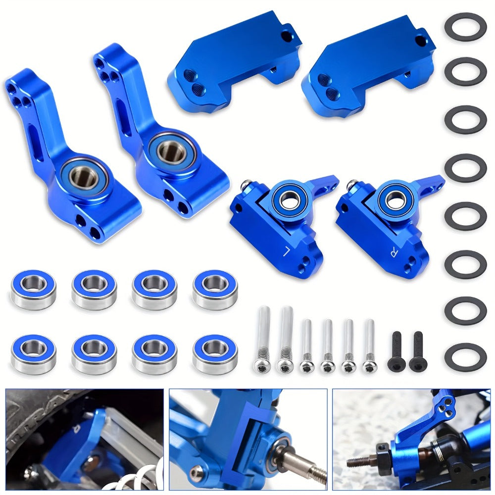 Aluminum Front Steering Caster Block Set for Traxxas Slash 2WD Stampede Rustler RC Car Upgrade Kit Replaces #3632 #3736 #3752 with Stub Axle
