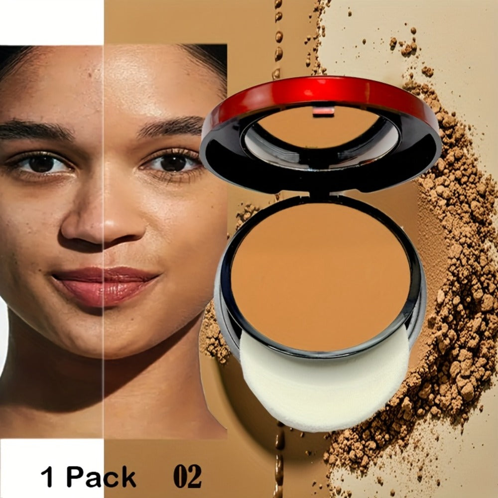 Pressed Powder Foundation Contour Matte Ful1l Coverage Oil Control Waterproof, 6 Shades Light to Dark