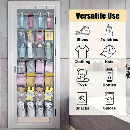 Over Door Shoe Organizer 40 Pockets - Fabric Mesh Hanging Storage with Slip Hooks for Shoes, Cruise Ship Essentials