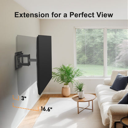 F11 Dual-Arm Full-Motion TV Wall Mount with Wide Wall Plate, Tilt, Swivel and Extension Controls