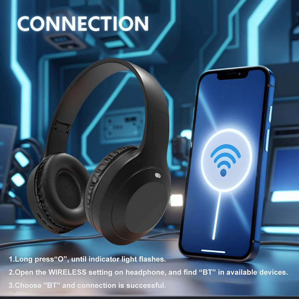 GENAI Over-Ear Wireless Headphones Bluetooth 5.3, Futuristic HiFi Sound Design, Built-In Microphone