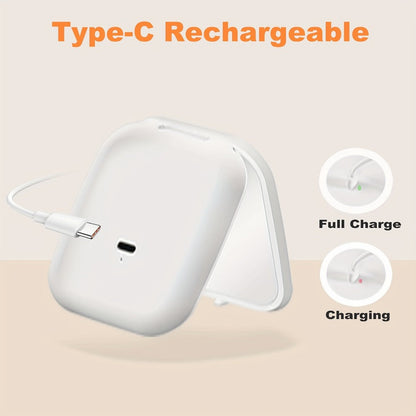 Rechargeable Pink or White LED Compact Mirror with 1X and 10X Views, Three Light Modes and Touch Dimming