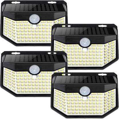 Solar Step Lights Outdoor 120 LED Motion Sensor, 270° Wide Angle Wall Light with 3 Modes, Solar Powered Stair Light for Pathway