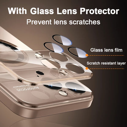 Phone Case Matte Titanium-Finish Cover with Built-In Glass Lens Protector for Select iPhone Models
