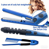 Upgraded 3-in-1 Hair Styling Set - Flat Iron + Curling Iron + Comb