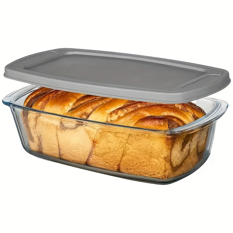 Glass Baking Dish with Lid, 1.9 Qt Rectangular Glass Loaf Pan with Handles, Oven & Airtight Food Storage Container